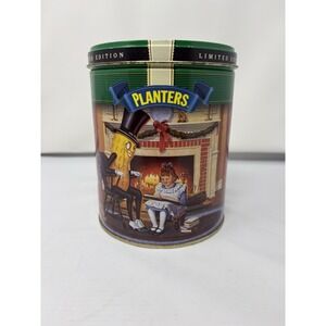 Vintage Planters Peanuts Nuts Green Tin 1997 Limited Edition Peanut Man Holiday